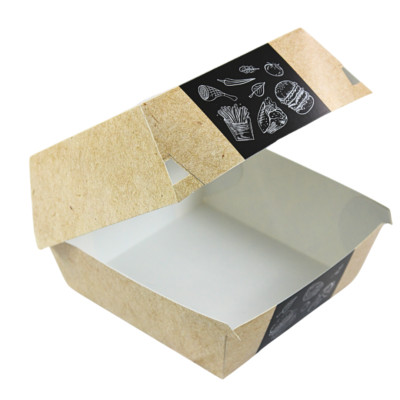 Enpack Burger Box Take Away Fastfood abbaubar Biologisch aus Papier 11,5x11x8cm