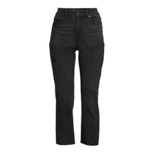 Time and Tru Women's Washed Black SIZE 14 High Rise Straight Crop Jean Capri NWT