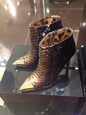 ROBERTO CAVALLI SNAKE LEOPARD GOLD ANKLE BOOTS SHOES HEELS 39 9 $1995