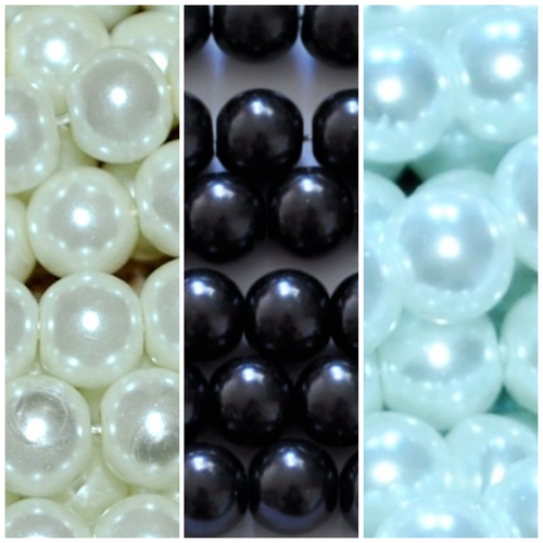 Lot De 120 Perles Vintage En Verre - Blanc Et Bleu - Inde Années 1970