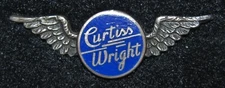 EARLY 1900's CURTISS WRIGHT STERLING SILVER AVIATION WINGS BLUE ENAMEL LAPEL PIN