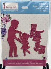 HAPPY FATHERS DAY SENTIMENT Dies - Paper Craft Die - Father Daughter Dancing NEW