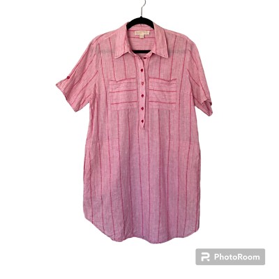 Michael Michael Kors Womens Linen Blend Shirt Dress XL Pink Short Beach  REPAIR | eBay