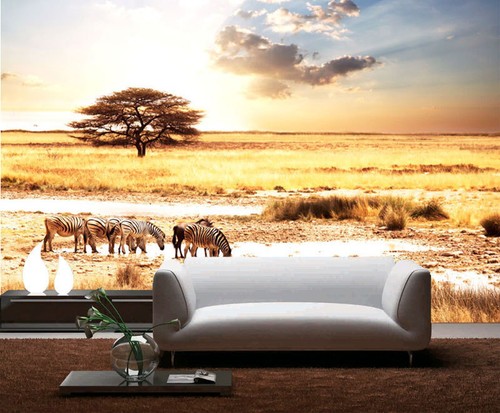Namibia Wild Africa Zebras Savannah 3D Full Wall Mural Wallpaper Home Decal Dec - Picture 8 of 13