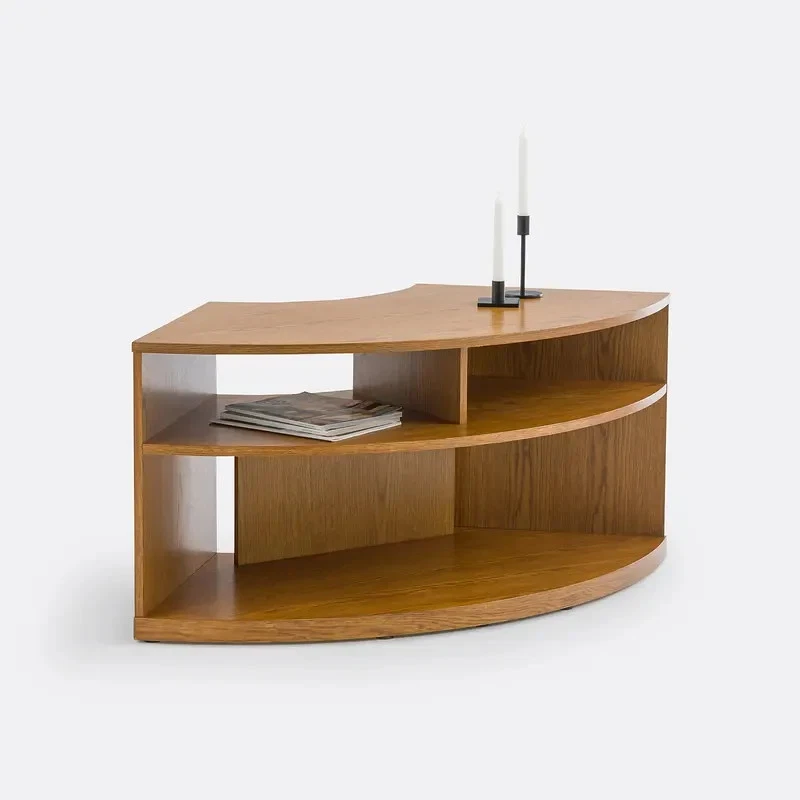 Oak Corner TV Cabinet Unit – Compact, 2 Tier, Modern Media Storage - Image 3 of 4