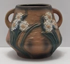 Roseville Jonquil Flowers Reproduction Double Handle Art Pottery Vase