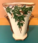 McCoy Ivy Vase Ivory Dark Green Brown 50's Vintage Planter