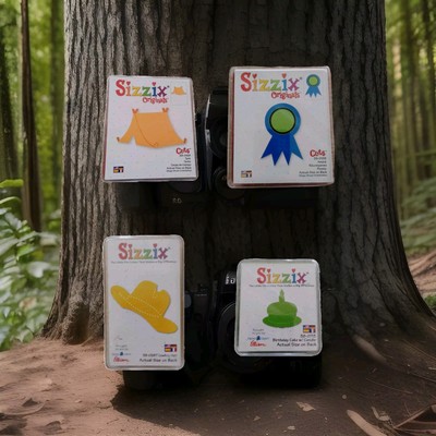 Lot Of 4 Sizzix Original dies Variety Of Sizes Tent Cowboy Hat Award Birthday 