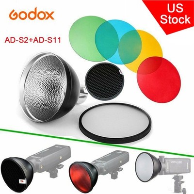 US Godox AD-S2 Standard Reflector + AD-S11 Color Filter for AD200 AD360 AD36II