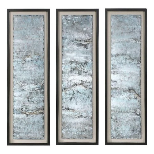 Uttermost Ocean Swell Iron MDF Framed Prints - Black/Blue/Gold/Silver (Set of 3) - Picture 1 of 8
