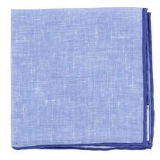 Fiori Di Lusso Blue Solid Linen Pocket Square - 12 3/8" x 12 3/8" 819