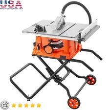 10in Table Saw Stand 5000RPM Rip Fence Bevel Cutting Portable Woodworking Tool