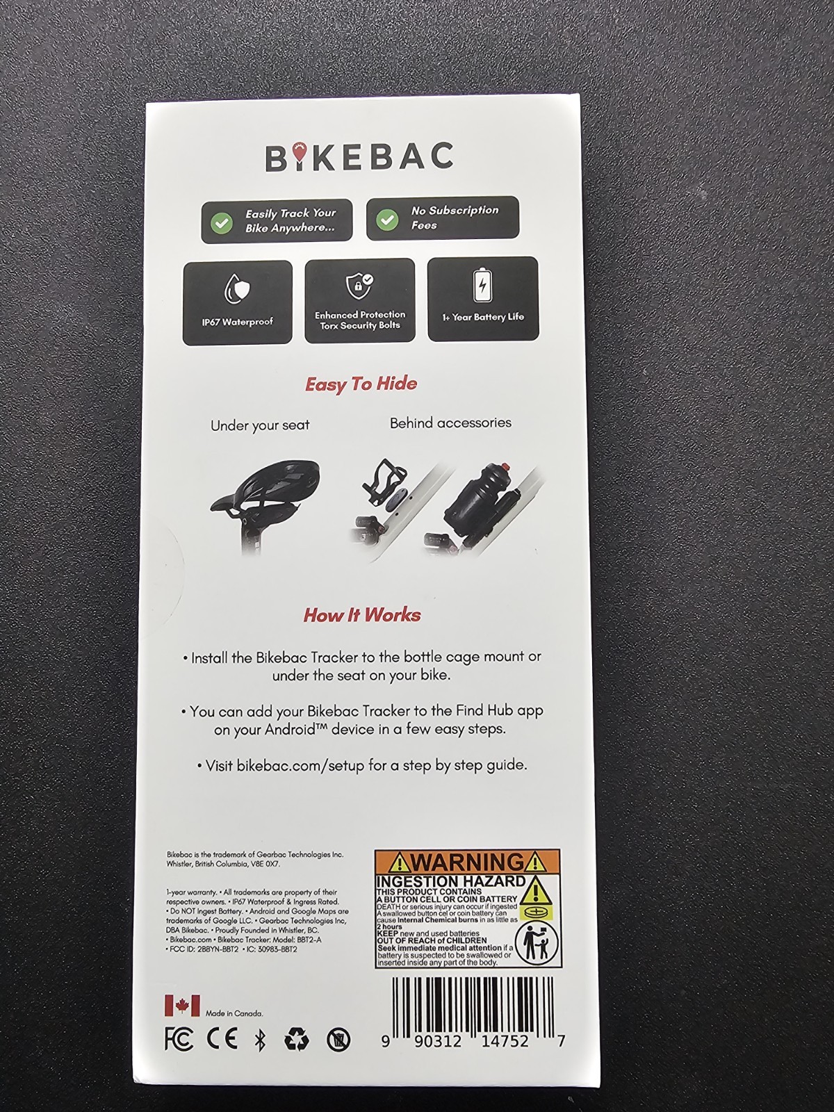 BikeBac Bike GPS Tracker Android Version Bicycle Theft Protection Find Hub App