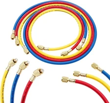 Refrigerant Charging Hoses, 60" A/C Recharge Hose for R134A R12 R22 R502 Ref
