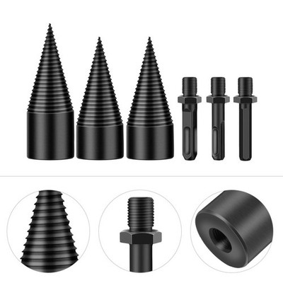 3 Stück Brennholz-Chopper-Bohrer Elektrowerkzeug-Bohrer Splitting Cone Drill Bit