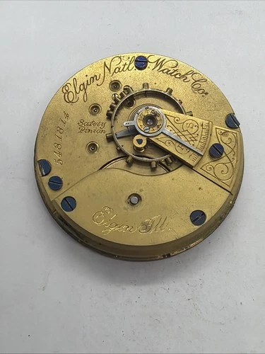 Elgin Gilt Gold, antique Open Face movement only  Runs Some 814