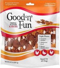 Good n Fun Triple Flavor Kabobs Chews for All Dogs, 24 Ounces, Treat Your Dog