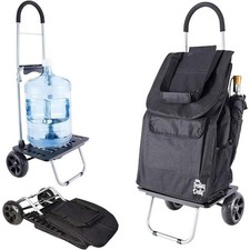 Bigger Trolley Dolly Black Shopping Grocery Foldable Cart Polyester Cart Black