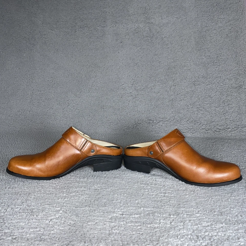Tamancos femininos Ariat tamanho 9,5B/9B couro marrom slingback mula conforto Western LEIA - Imagem 3 de 4