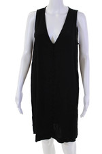 Madewell Womens V-Neck Button Front Sleeveless Mini Shirt Dress Black Size S