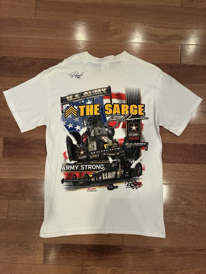 Camisa de carreras de arrastre autografiada por Tony Schumacher Ejército de Estados Unidos 2012 talla M NHRA the sarge Foto 2 de 4