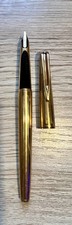 Vintage Waterman C/F Fountain Pen 18K Gold Nib Gold Plated Casing Made in France
