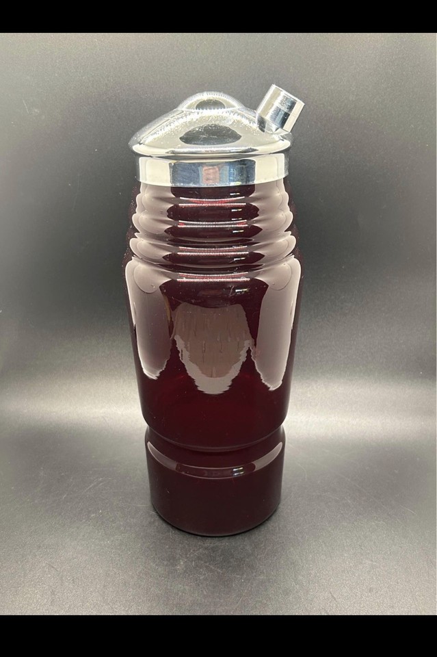 1930s Cheeri-O Expert Ruby Red Glass Cocktail Shaker Art Deco Barware MCM VTG