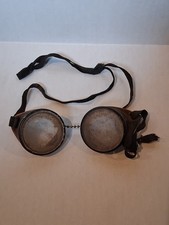 ANTIQUE MOTORCYCLE WELDING GOOGLES BAKELITE AND METAL CLEAR GLASS