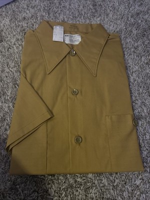 New Vintage NOS JC Penny Penn-Prest Medium Tan Men s Shirt Poly Cotton Big Mac