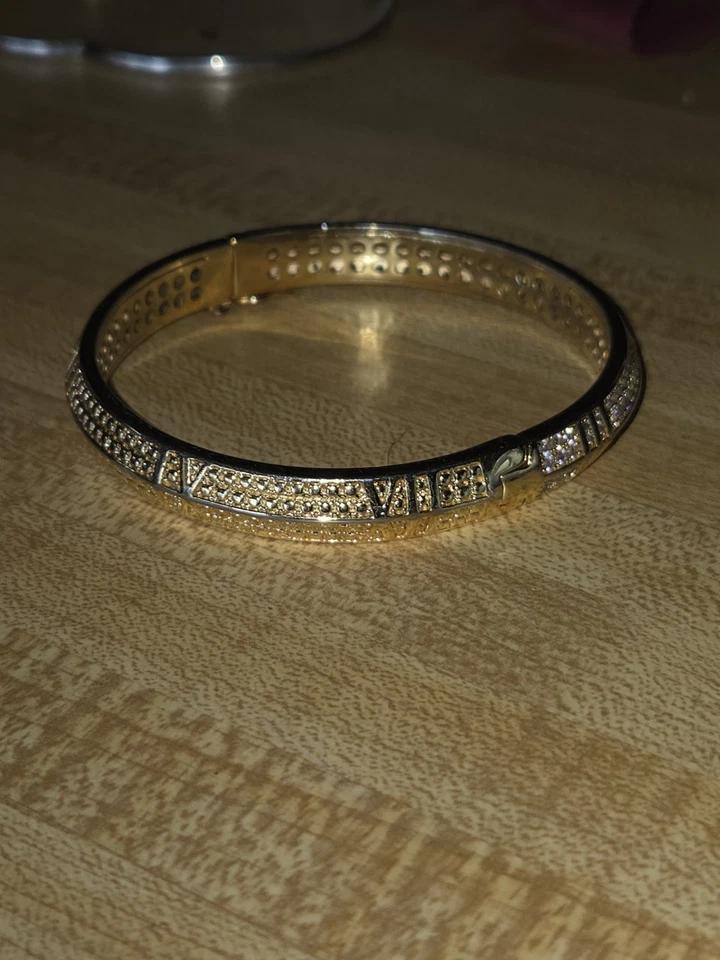 14kt Gold Over Brass Pave CZ Magnetic Bangle GORGEOUS - Image 2 of 4
