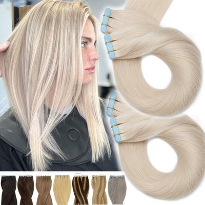 40Stück Remy Echthaar Tape In Skin Weft Harr Extensions Haarverlängerung Dick DE