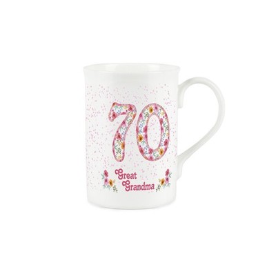 Tasse Oma 70. Geburtstag - rosa Blumen Bone China Tee/Kaffeetasse Geschenke