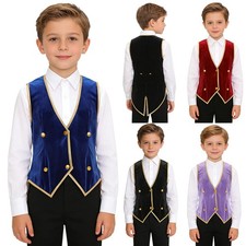 Kids Boys Tailcoat Festival Medieval Stage Vest Performance Victorian Carnival