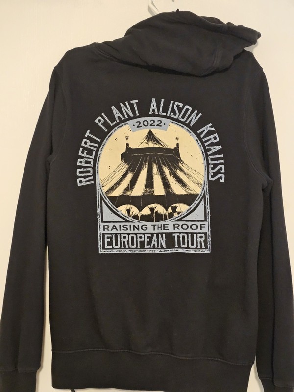 Robert Plant Alison Krauss 2022 Raise The Roof European Tour Zip Up Hoodie Sz L