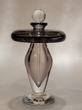 Vintage VITRIX Studios Thomas Buechner III Smokey Footed Glass Perfume Bottle