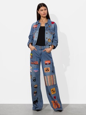 Alice Olivia X BRONCO JEFF DENIM JACKET $695 SZ L | eBay