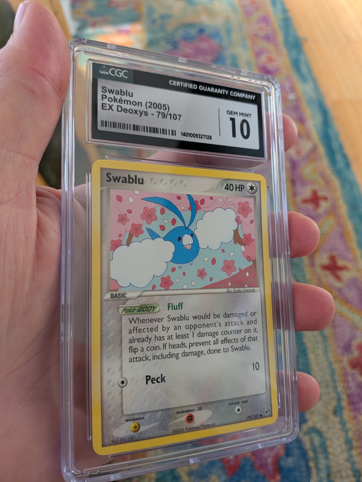 (POP 57) CGC 10 GEM MINT Swablu Pokémon 2005 EX Deoxys 79/107 Card