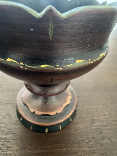 Berit Setalid Painted Wooden Telemark Rosemaling Goblet Bowl Norway Artist Label - Picture 17 of 21