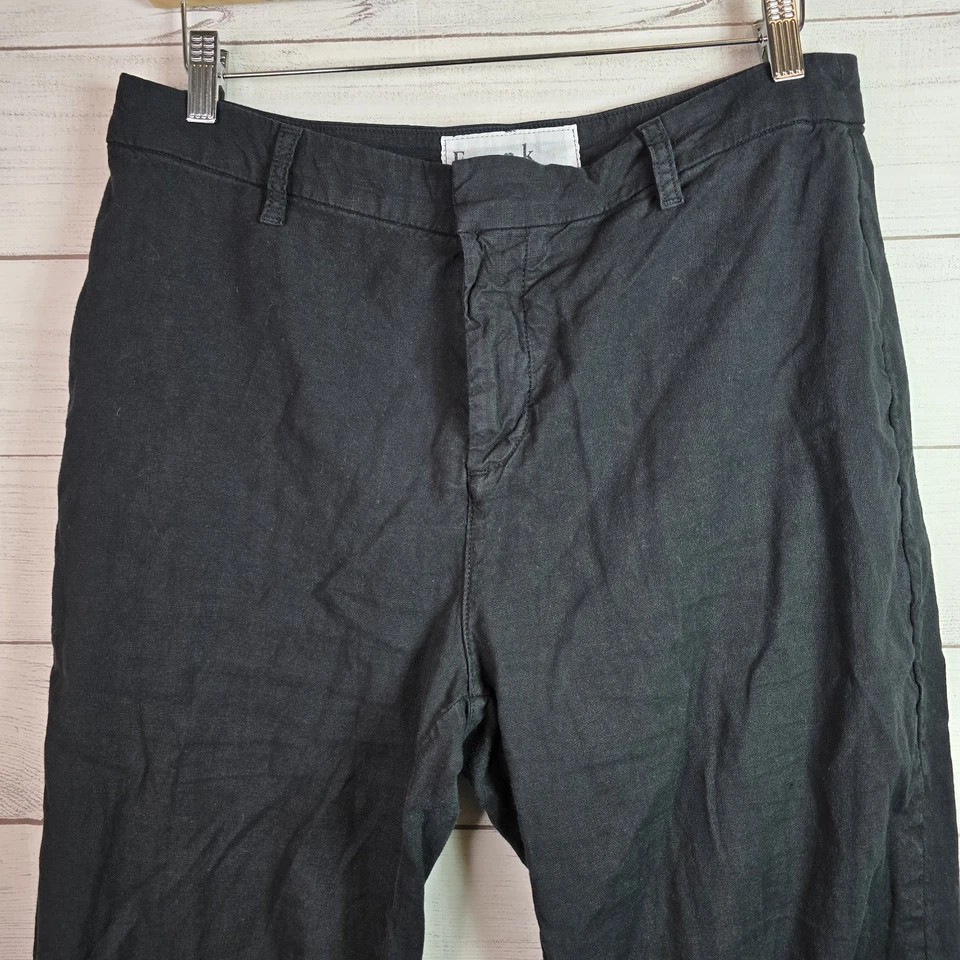 Frank & Eileen Kinsale Italian Performance lino talla 12 negro dobladillo crudo  Foto 3 de 4