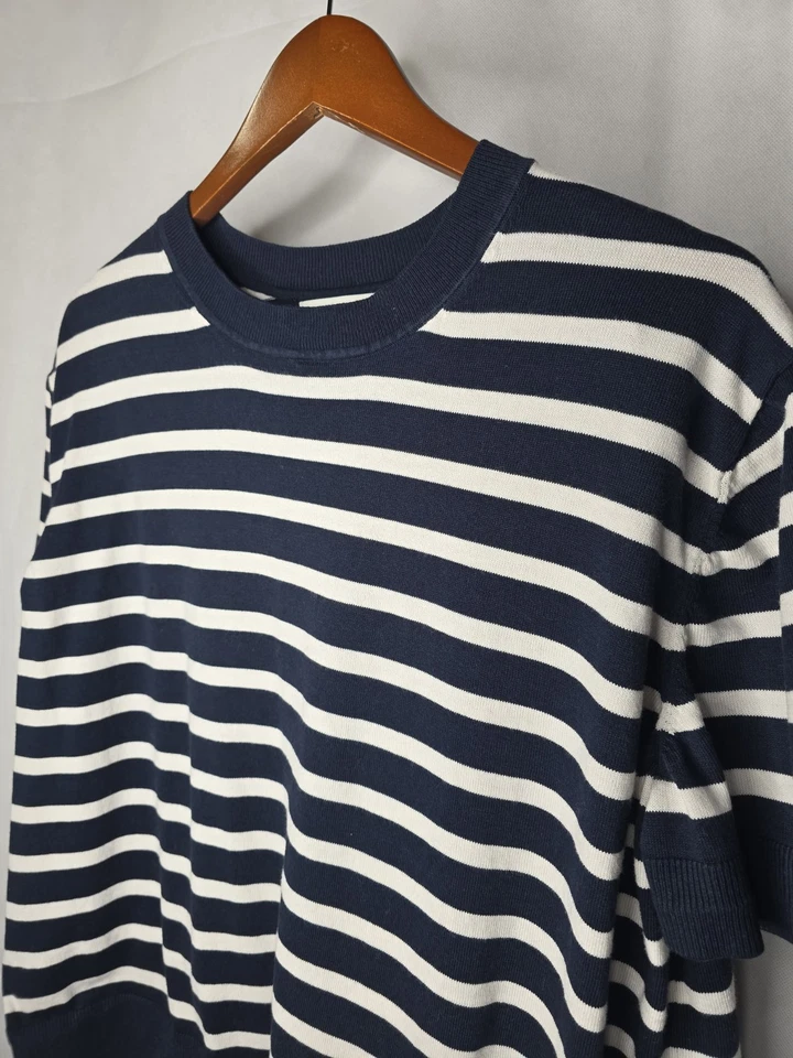 Suéter Banana Republic Factory Azul Marino Blanco Rayas Preppy Manga Corta 2XL Foto 4 de 4