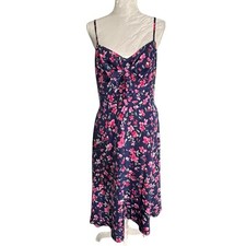 Eliza J Sz 8 Floral Dress Smocked Back V-Neck Spaghetti Strap Cruise Cottage Emo