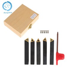 Indexable Carbide Insert Turning Tooling Bit Holder 5Pcs 3/8" Set For Lathe