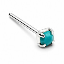 Borchia naso turchese argento sterling 925 set artiglio 2 mm 22 G L spilla...