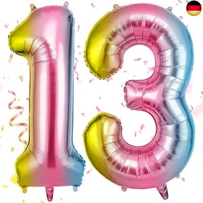 Farbverlauf Zahl Luftballoon, Riesige Folienballon Zahl 13, 40 Zoll Helium Ballo