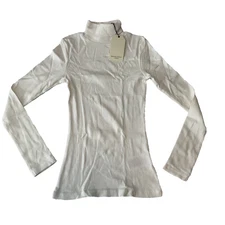 Brave Soul Roll Neck Top Womens Size XS White Stretch Long Sleeve Adrian