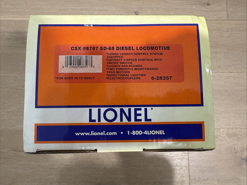 Locomotora Lionel 6-28357 LEGACY CSX SD60 diésel #8707 calibre O nueva en caja | Zustand: New