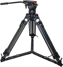 Heavy-Duty Aluminum Video Tripod 1670L w/ Fixed Fluid Head for DSLR Camcorder