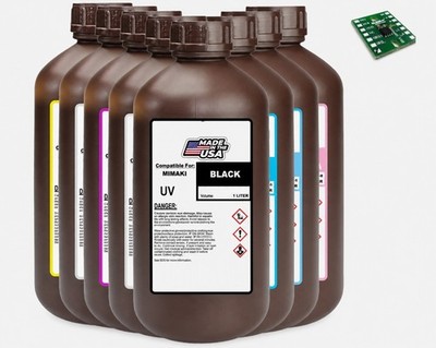PREMIUM COMPATIBLE UV CURE INK FOR MIMAKI  LUS 120  (1,000 ML BOTTLE) + CHIP