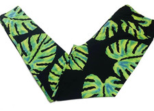 TC LuLaRoe Leggings  GREEN TROPICAL LEAVES  SIZES 12-18 Tall  Curvy; Folliage