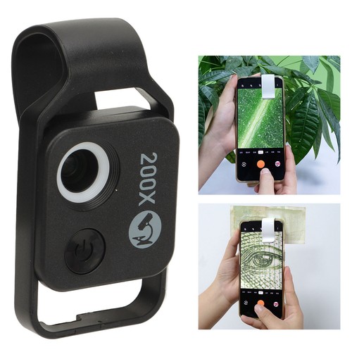 200X HD Pocket Microscope With CPL Lens Cell Phone Clip Microscope For - Zdjęcie 10 z 12
